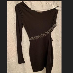 Black Esley one shoulder with rhinestone cut out